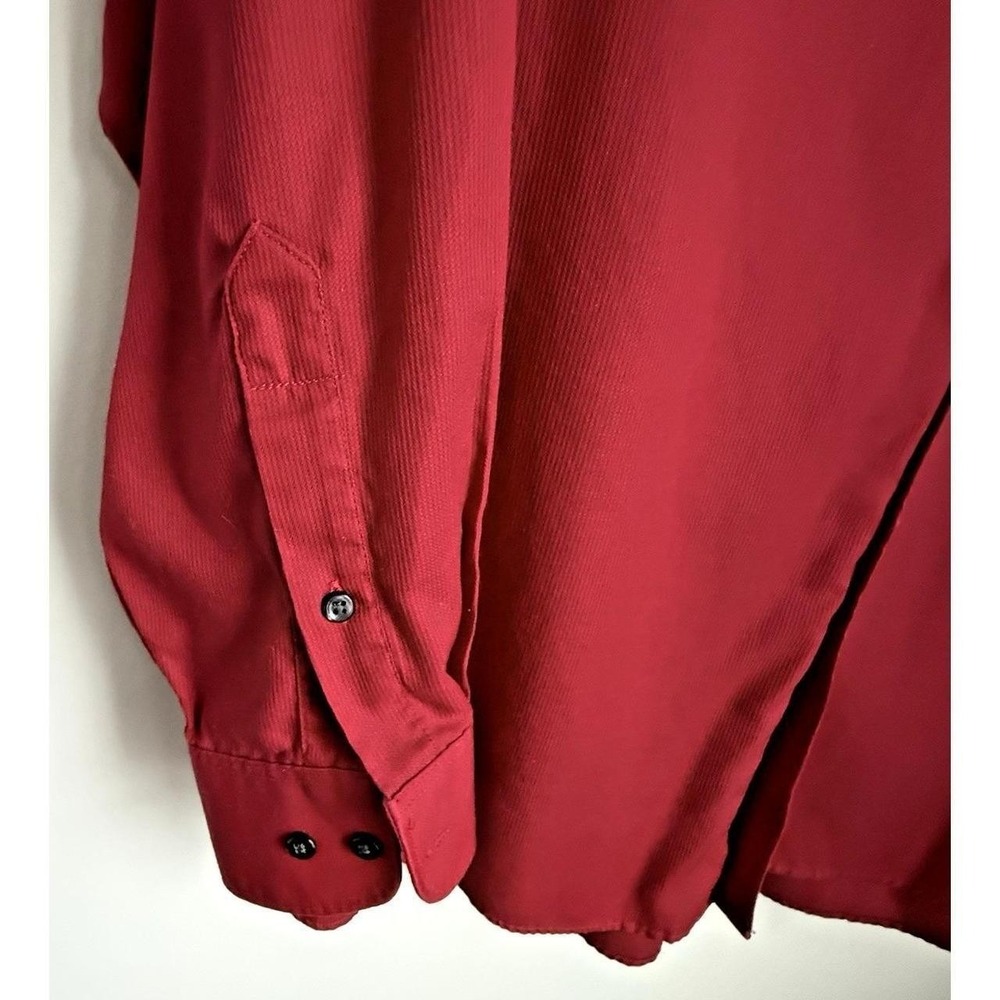 Van Heusen Pin Cord Dress Shirt Mens 17 34-35 Berry Red Wrinkle Free Classic Fit - Picture 6 of 10